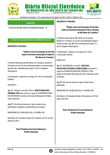 Diário Oficial - Edição N° 149