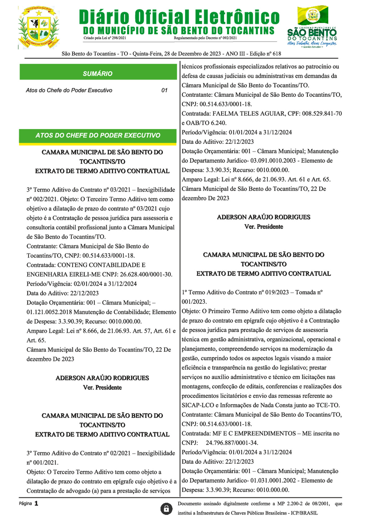 Diário Oficial - Edição Nº 618