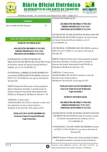 Diário Oficial - Edição Nº 917