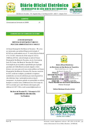 Diário Oficial - Edição Nº 915