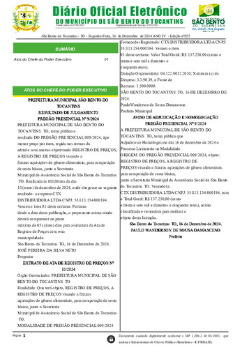 Diário Oficial - Edição Nº 855