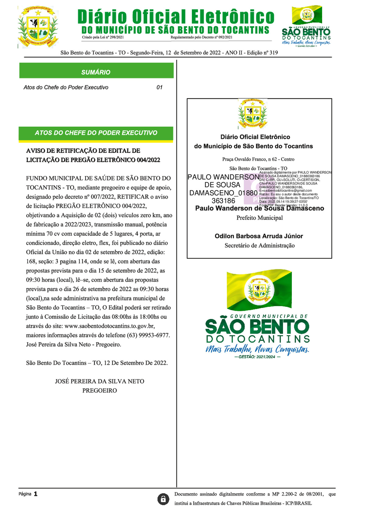 Diário Oficial - Edição Nº 319