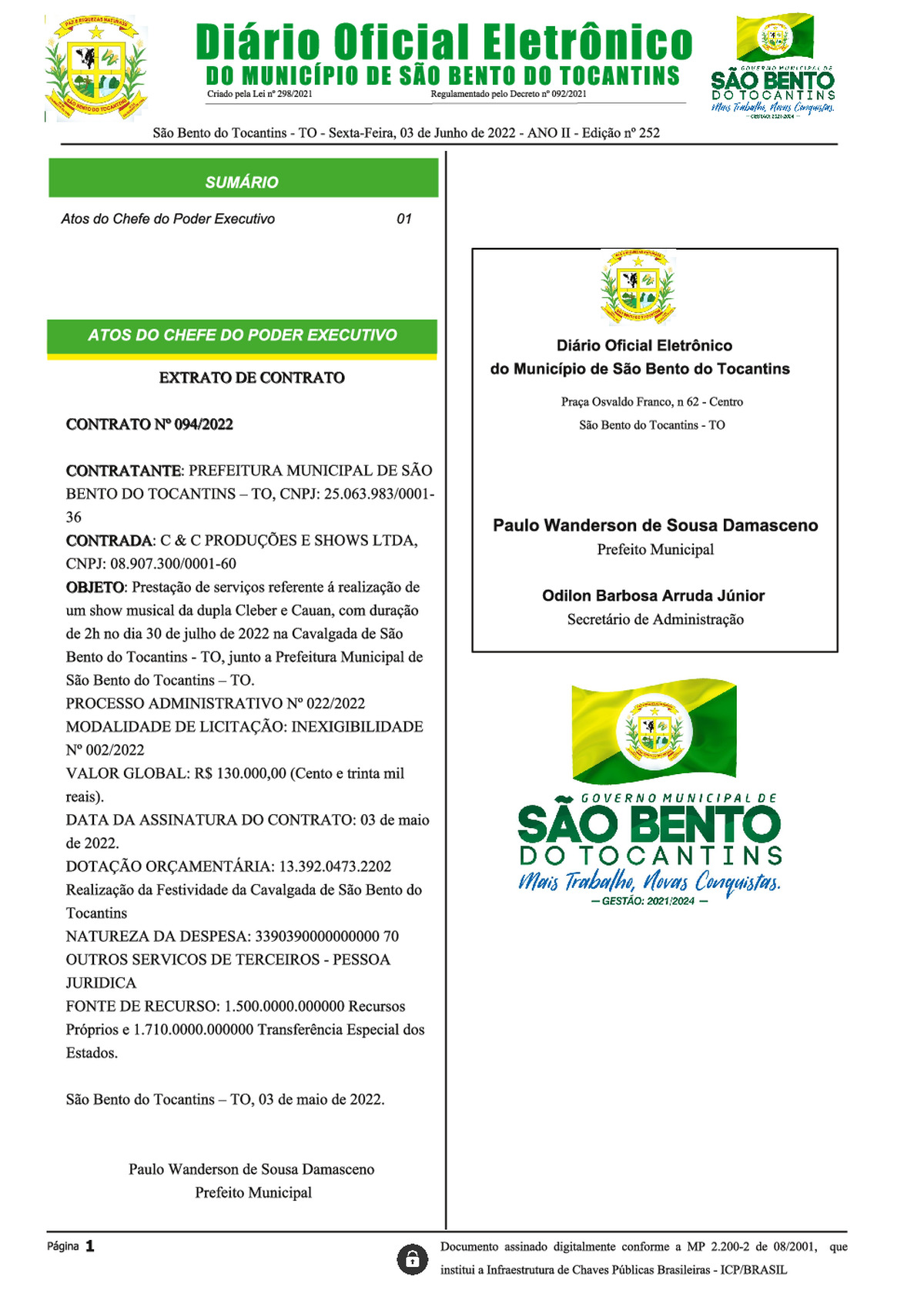 Diário Oficial - Edição Nº 252