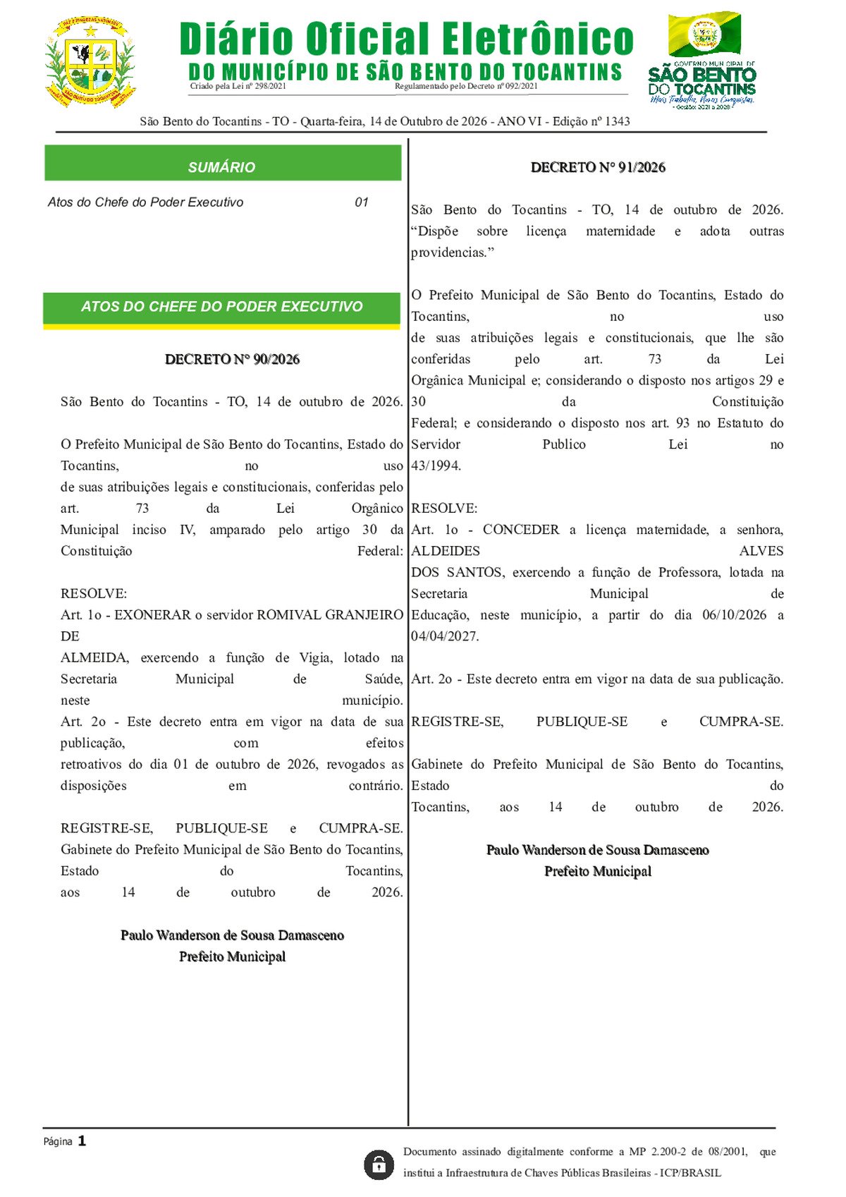 Diário Oficial N° 1343