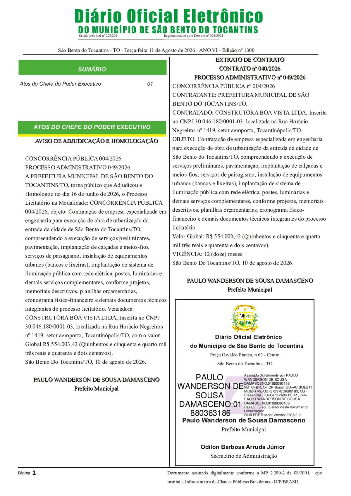 Diário Oficial N° N°1300