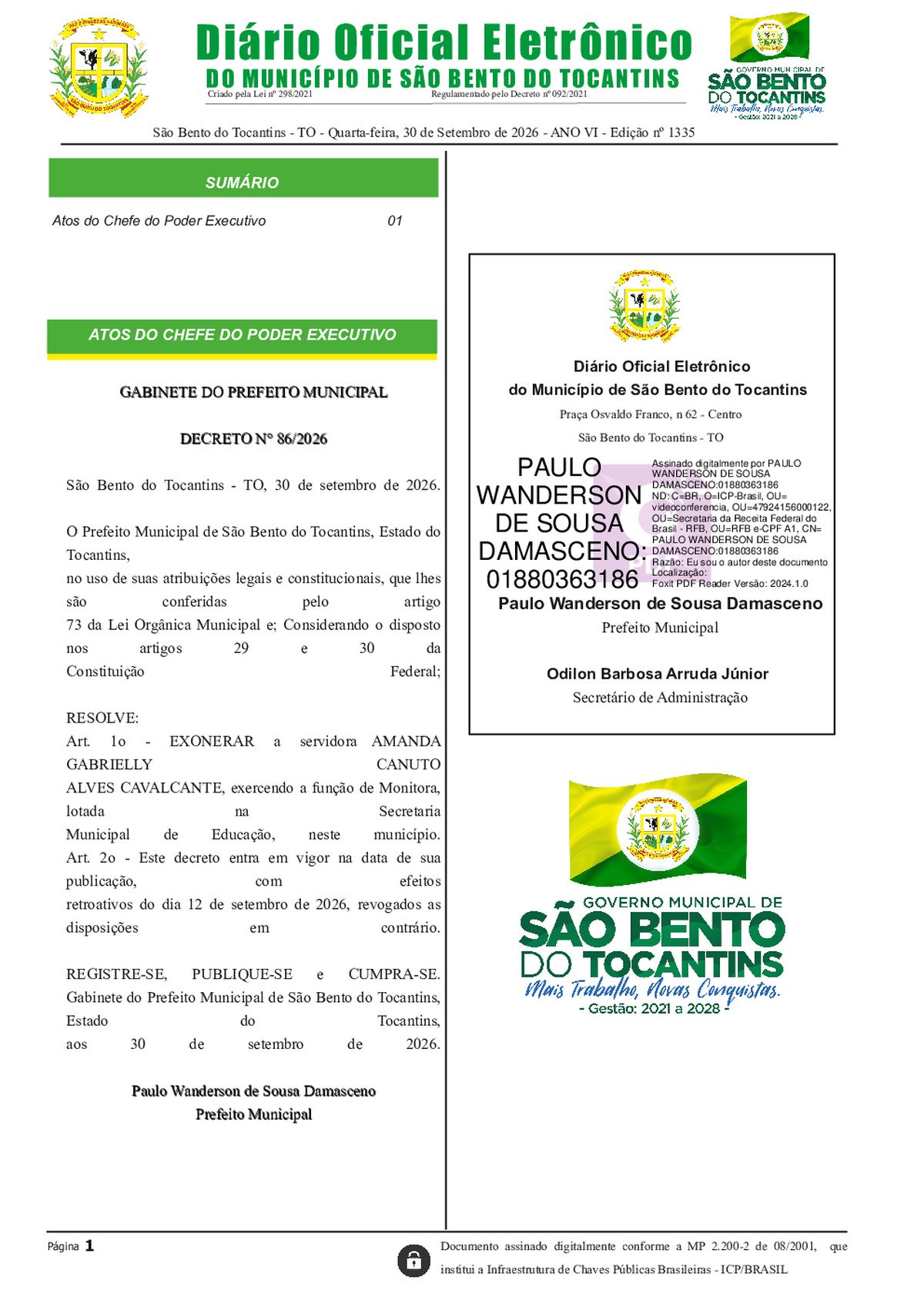 Diário Oficial N° 1335