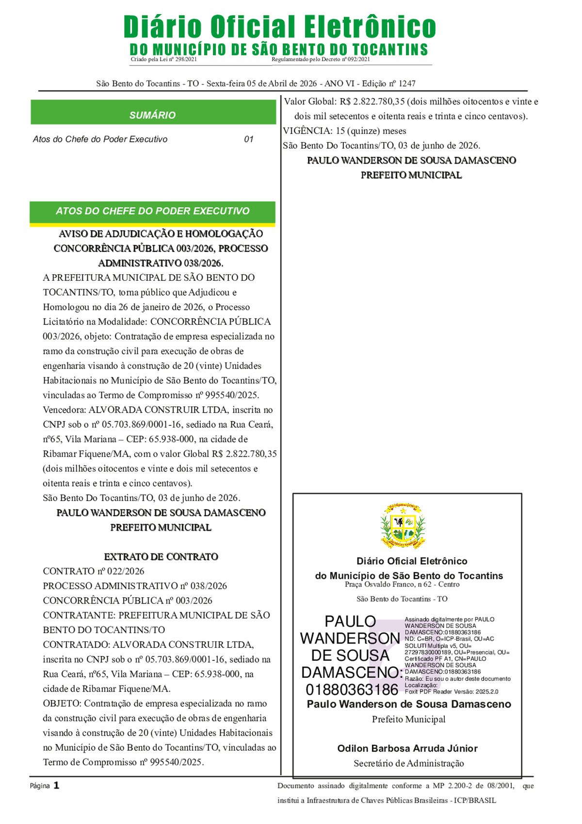 Diário Oficial N° N°1247