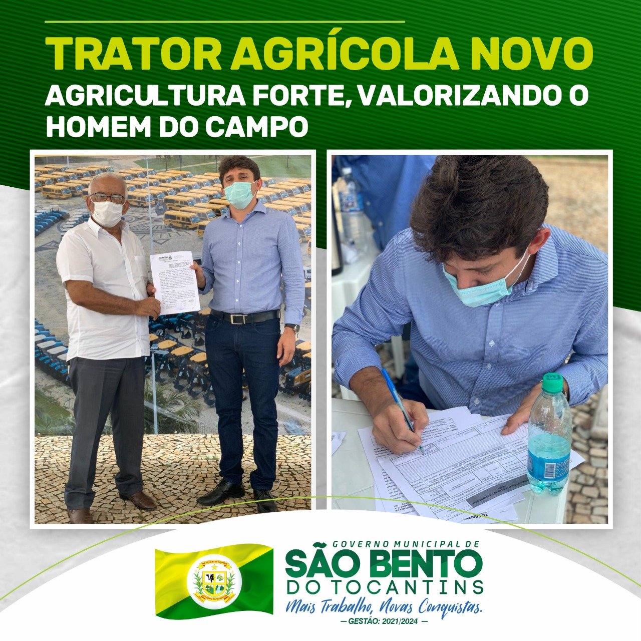 São Bento ganha reforço na patrulha mecanizada com trator zero. Prefeito recebe em Palmas o maquinário