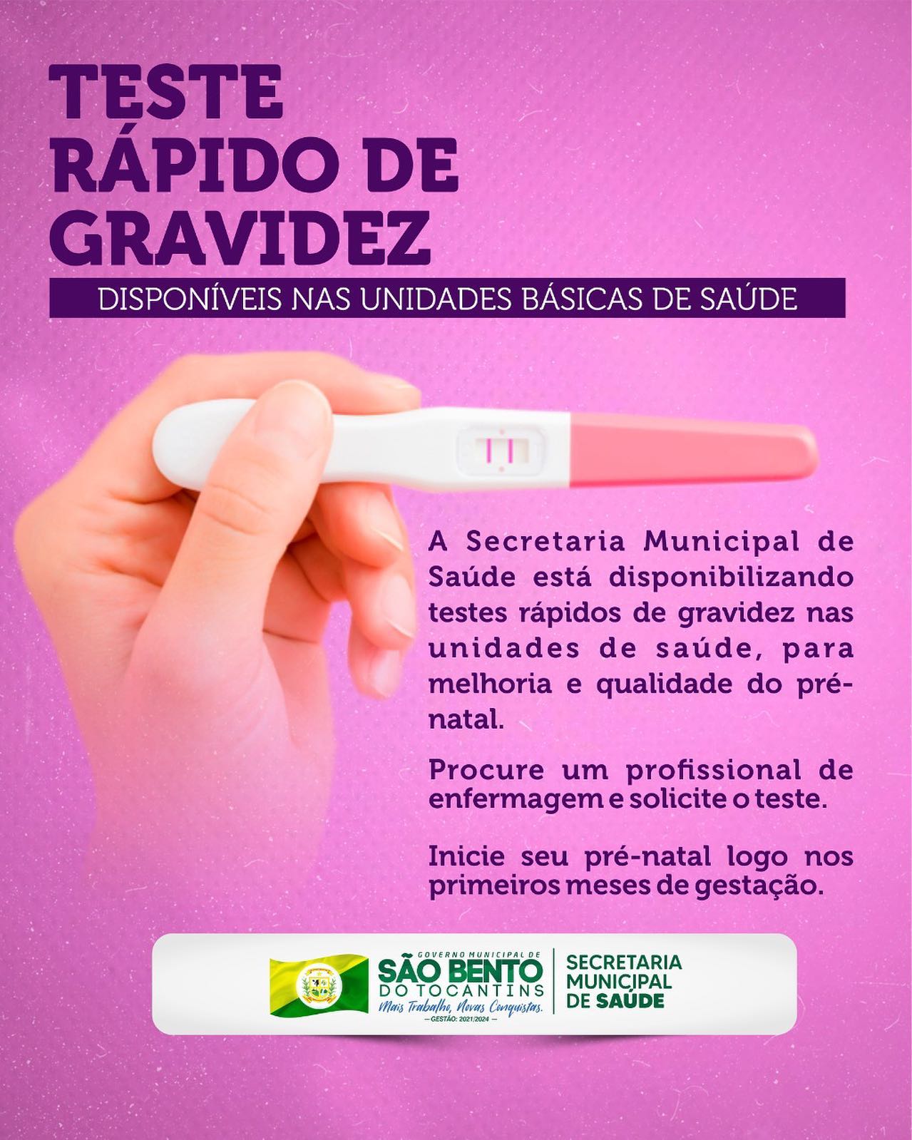 Teste Rápido de Gravidez passa a ser ofertado na rede municipal de Saúde