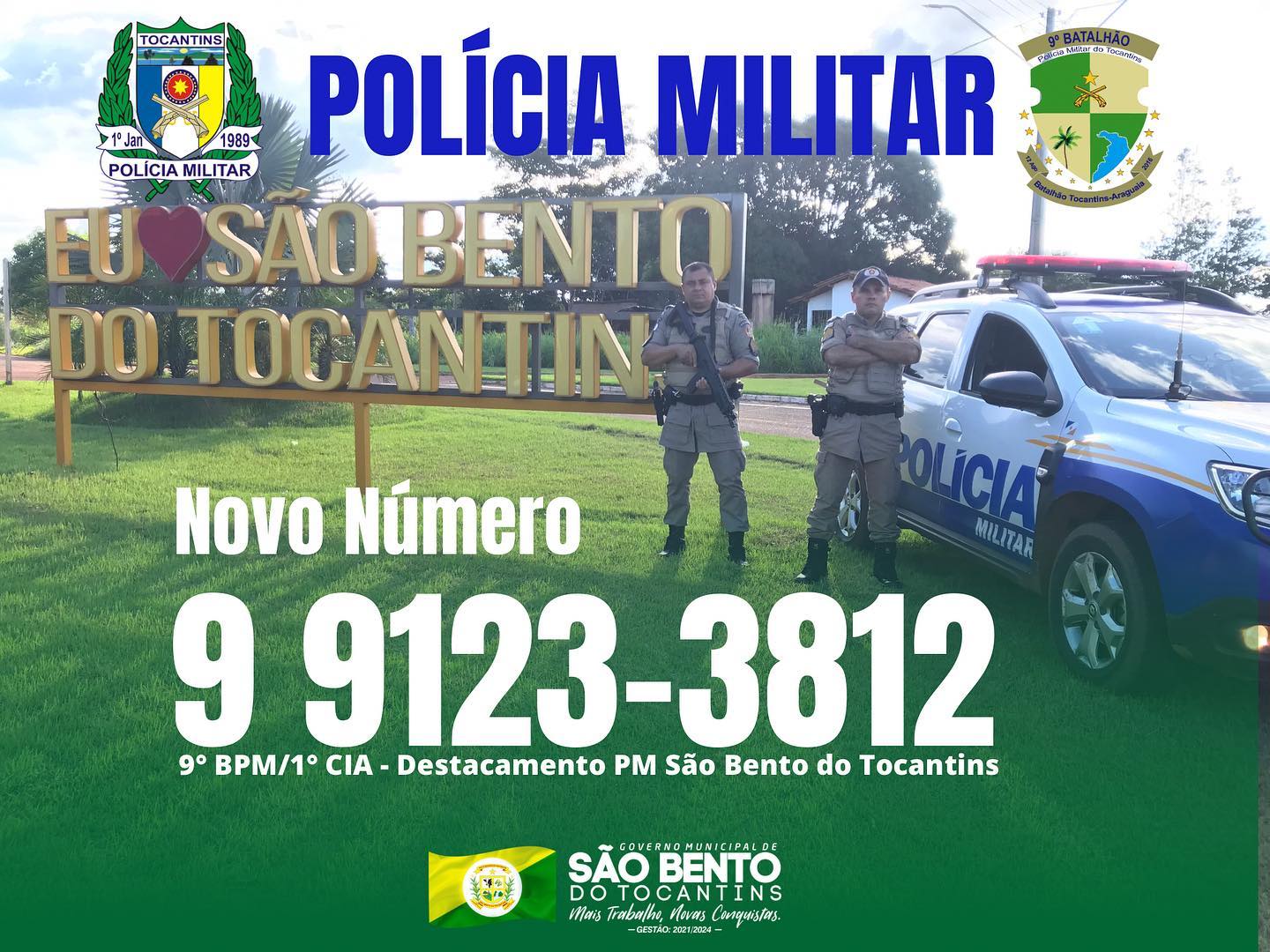 O Destacamento da Polícia Militar em São Bento do Tocantins está com novo número para atendimento.
