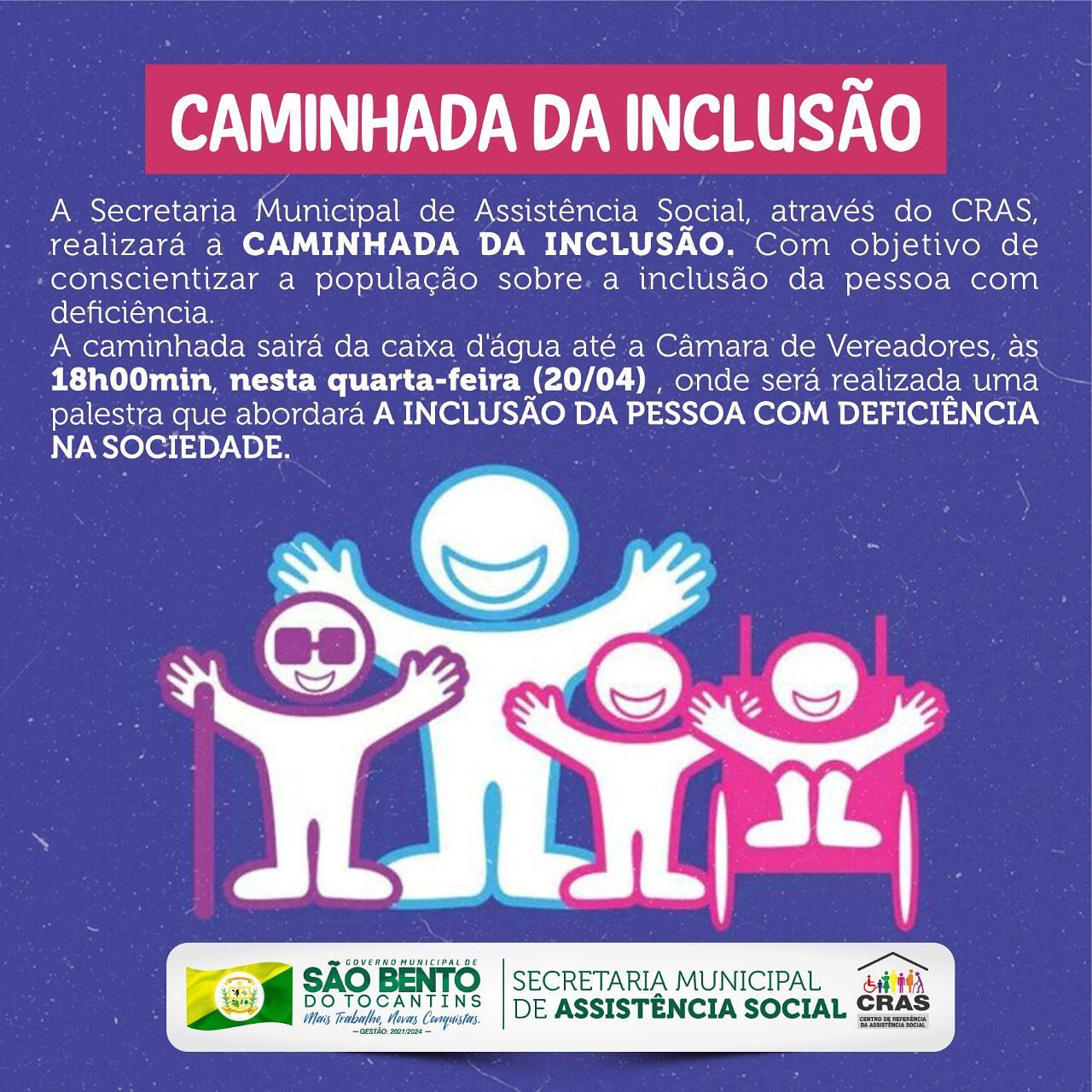Caminhada da Inclusão acontece nesta quarta-feira