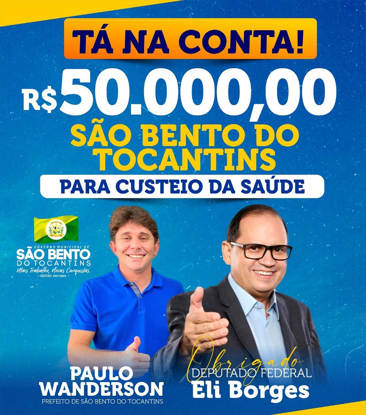 O recurso é para Custeio em Saúde